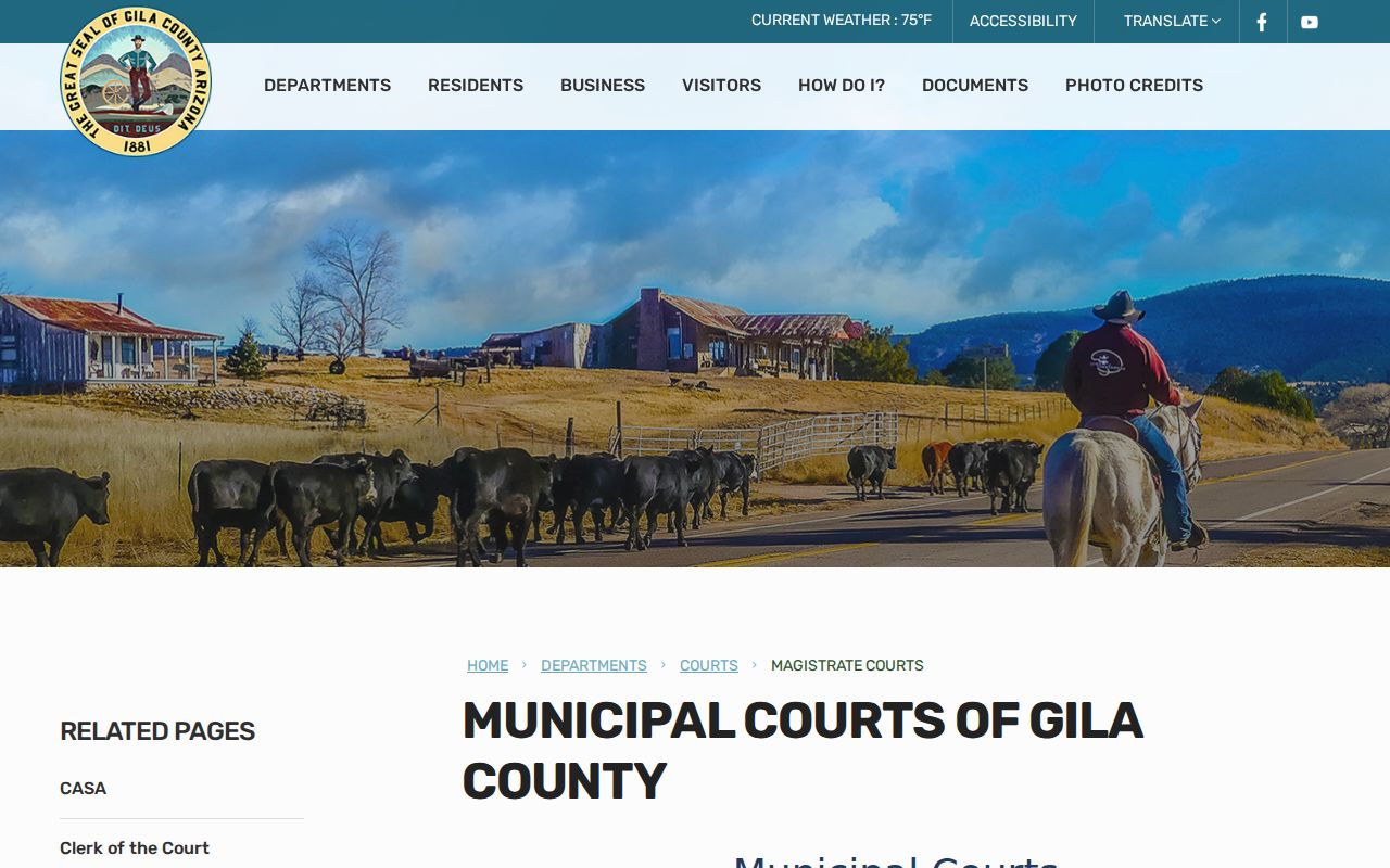 Gila County criminal court case municipal court directory