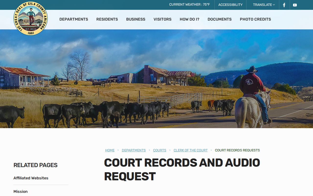 Gila County criminal court case records request and copy fees
