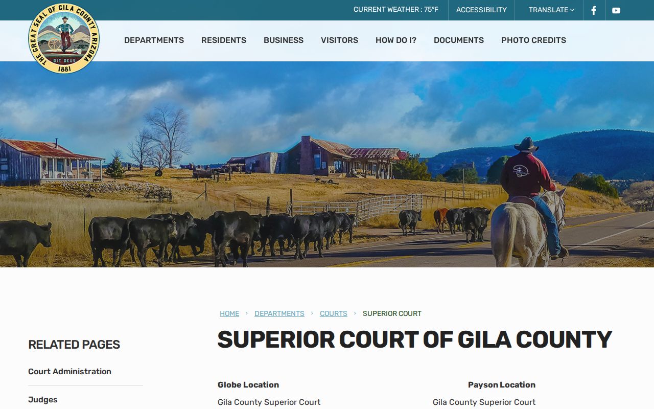 Gila County criminal history Superior Court locations